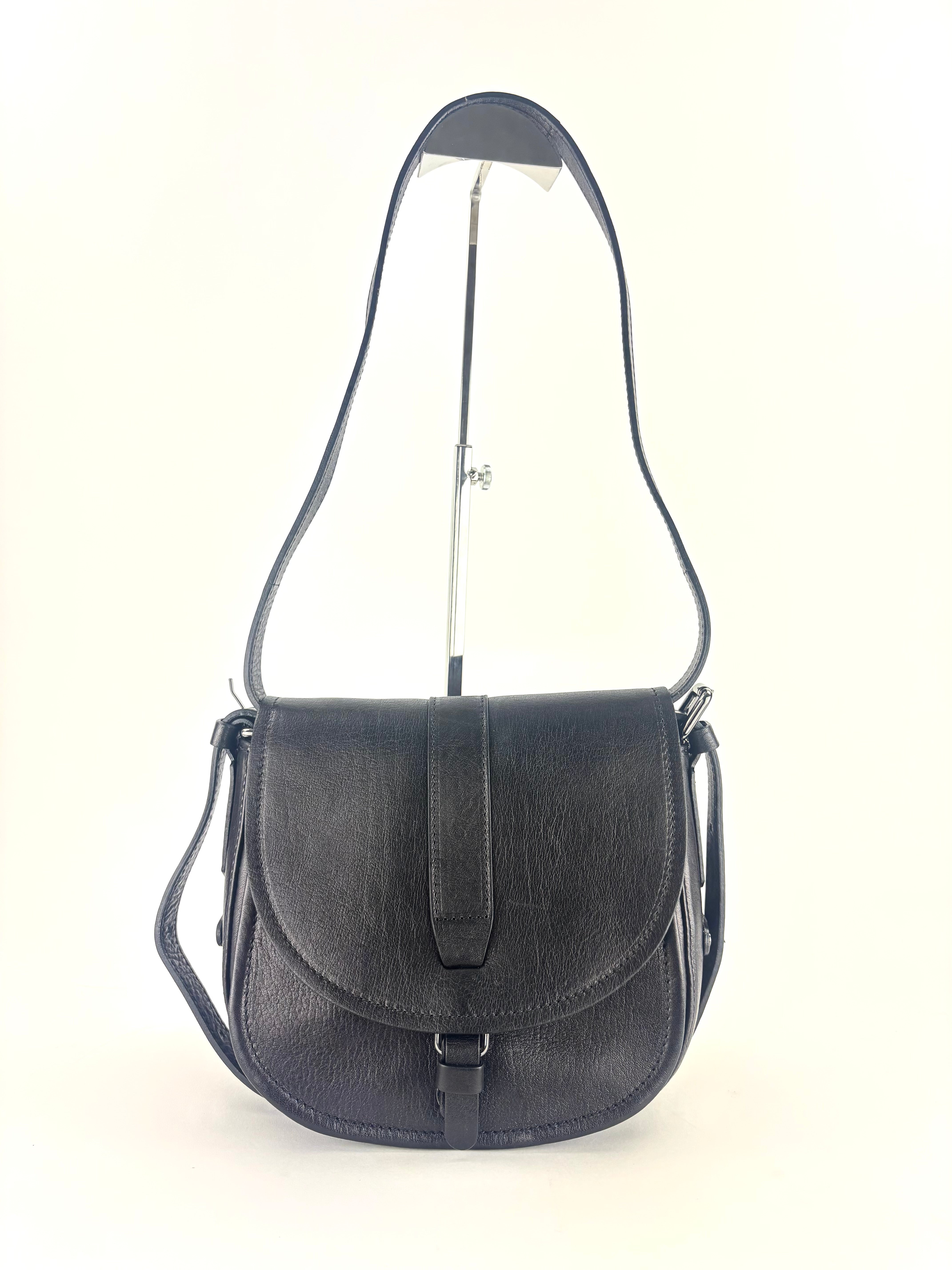 Medium Tuscan Leather Saddle Bag Black - Big Bag NY