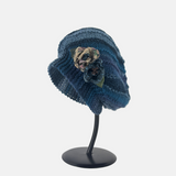 Striped Knit Beret with Flower