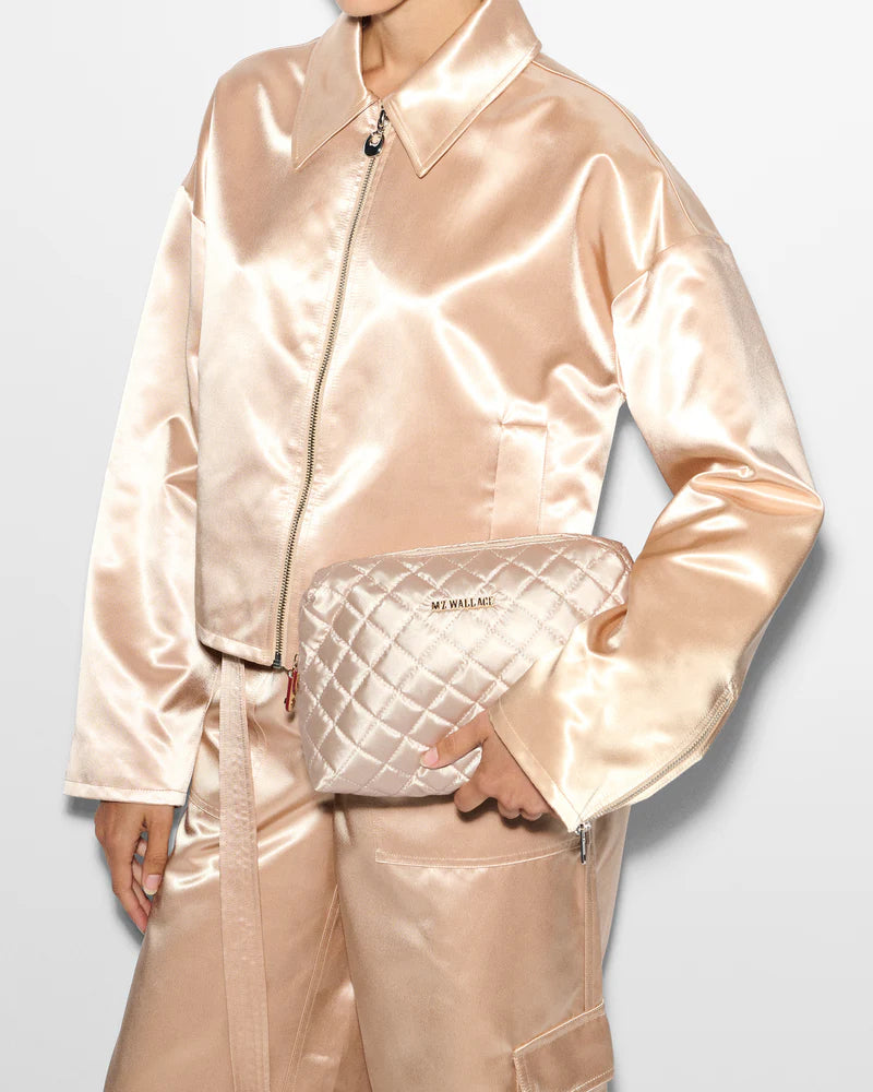 MZ Wallace Mica Cosmetic Case in Pale Rose Gold - Big Bag NY