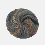 Striped Knit Beret with Flower