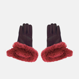 Gala Turned Fur Cuff Leather Gloves w/ Touchscreen Tech