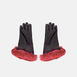 Gala Turned Fur Cuff Leather Gloves w/ Touchscreen Tech