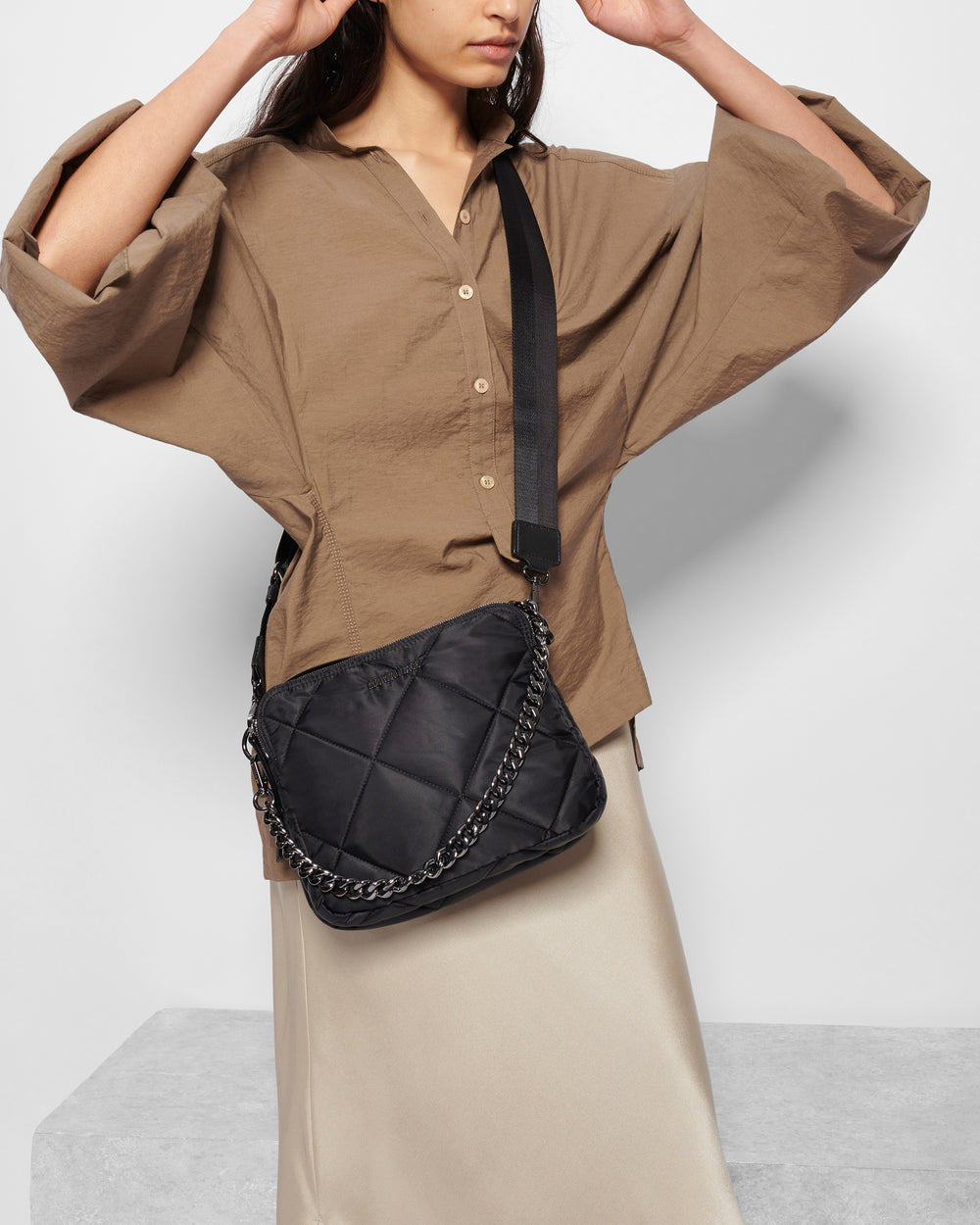 MZ Wallace Quilted Madison Crossbody in Black - Big Bag NY