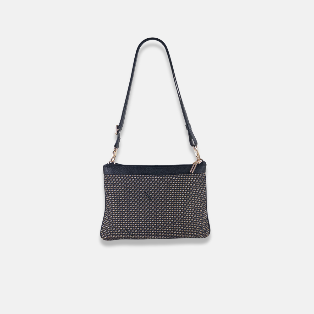PLINIO Dual Compartment Crossbody Bag in Black - Big Bag NY