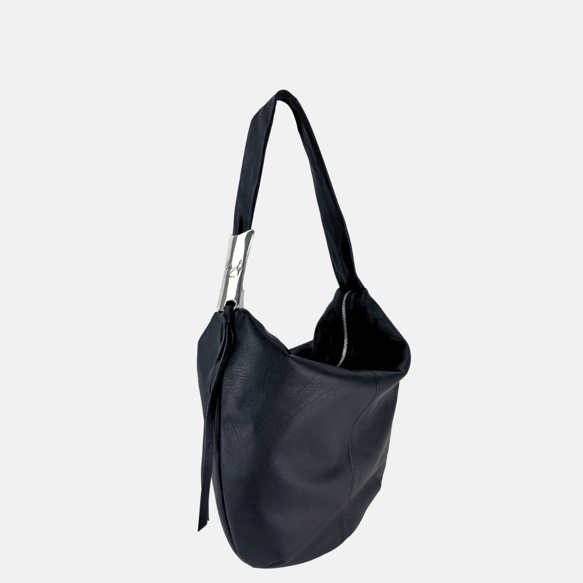 Angi Venezia Large Asymmetric Hobo with Silver Ornament - Big Bag NY
