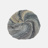 Striped Knit Beret with Flower