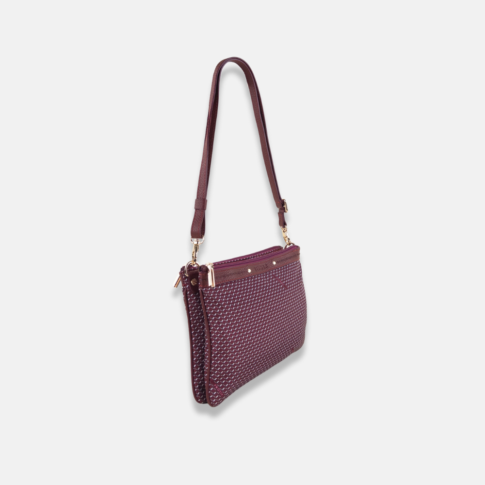 PLINIO Dual Compartment Crossbody Bag in Bordo - Big Bag NY