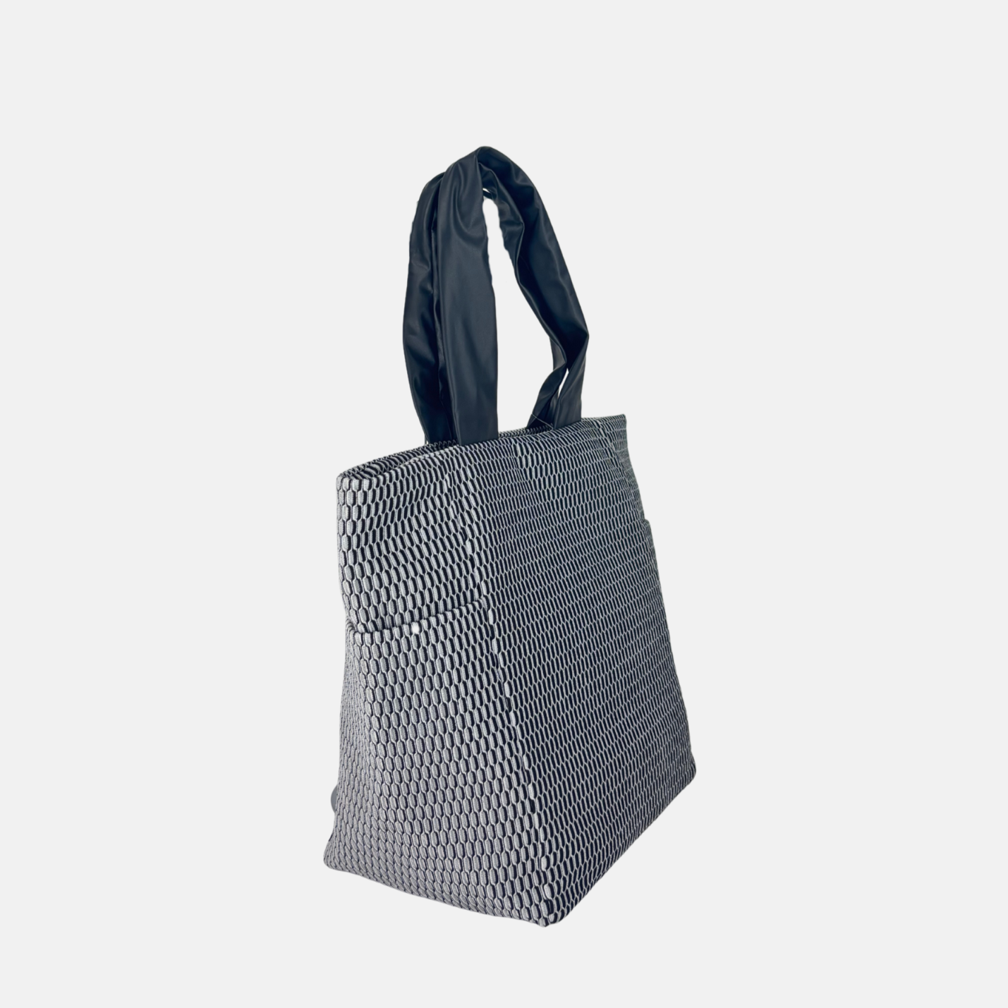Acrylic L Bag Zipper Tote in Black and White Mesh - Big Bag NY