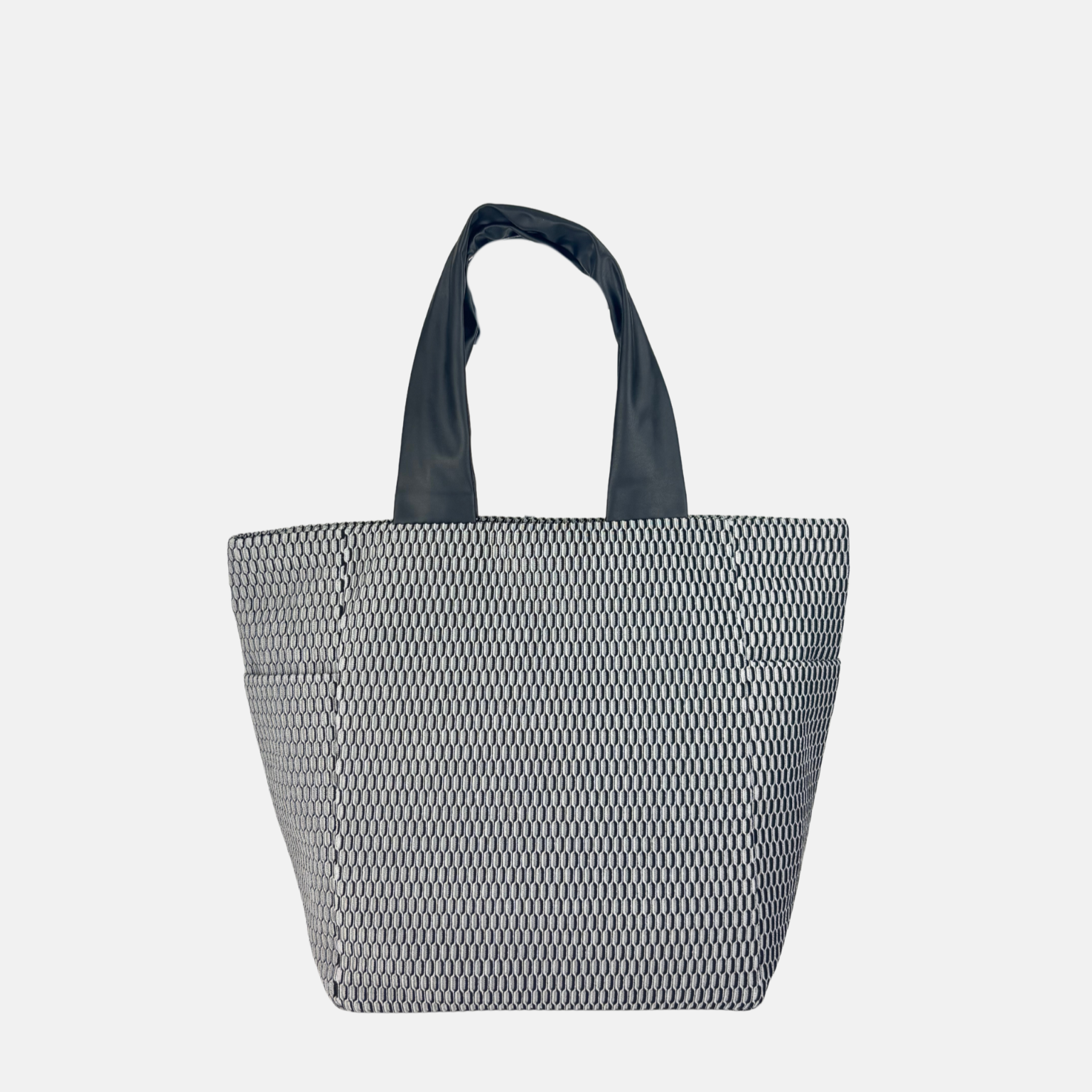 Acrylic L Bag Zipper Tote in Black and White Mesh - Big Bag NY