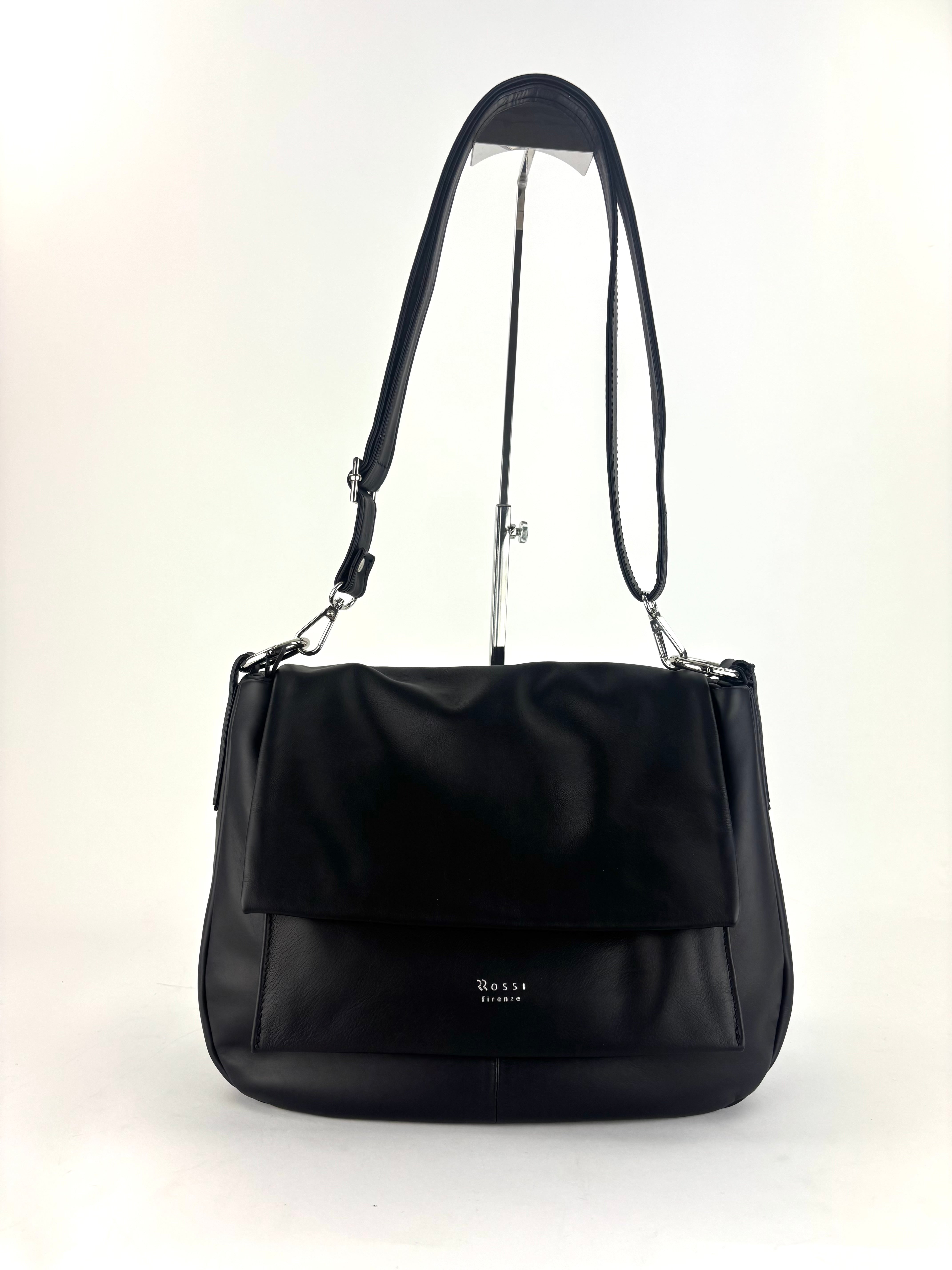 Ultrasmooth Calfskin Multi Compartment Shoulder Bag Black - Big Bag NY