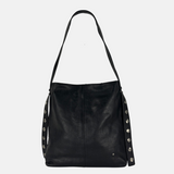 Studded Large Shoulder Tote in Black