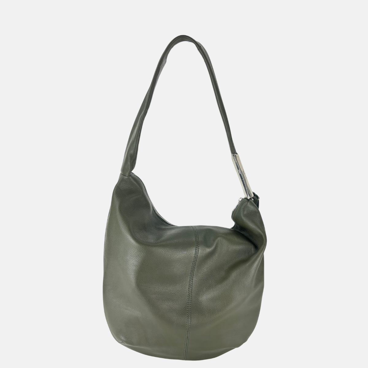 Angi Venezia Large Asymmetric Hobo with Silver Ornament - Big Bag NY