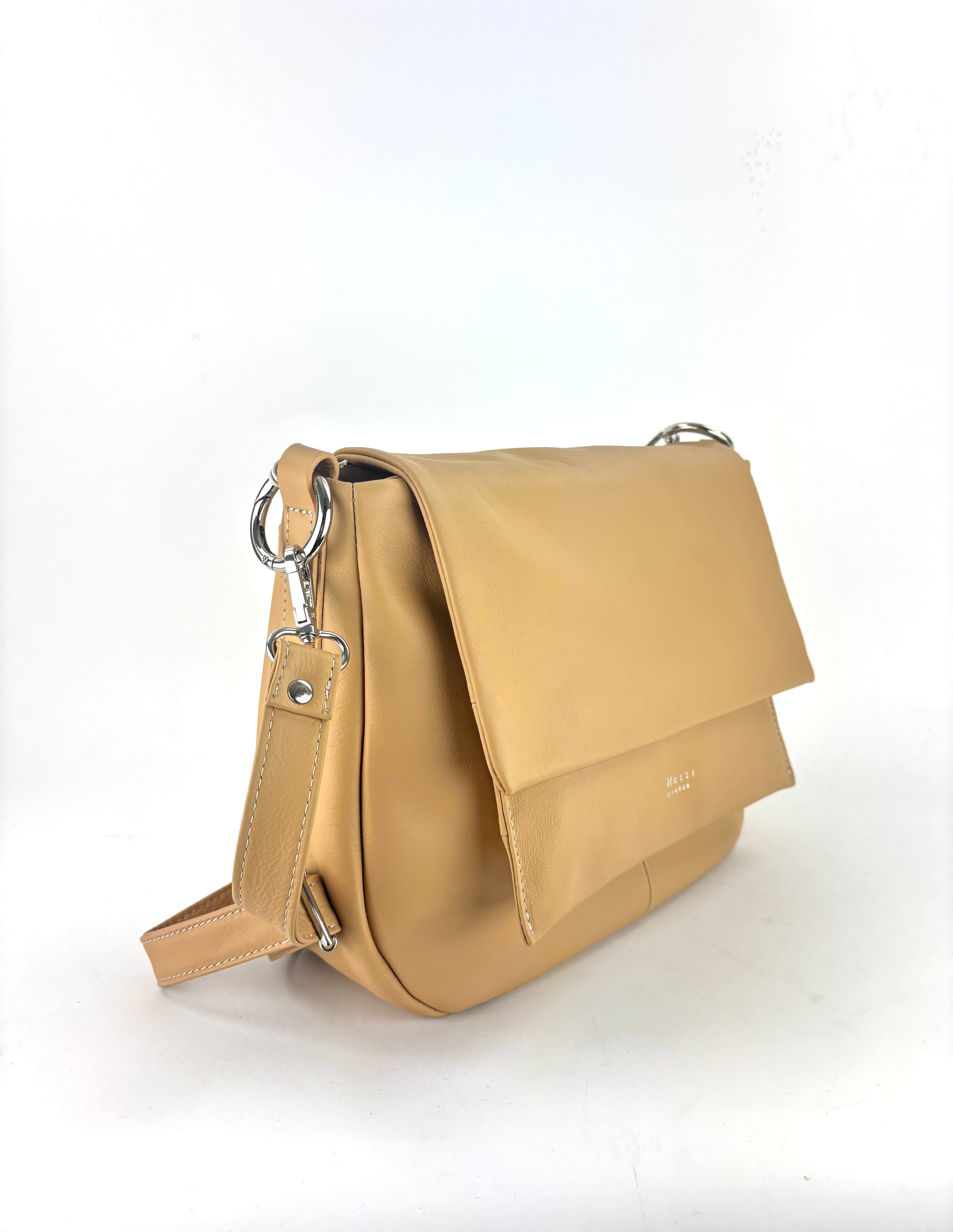 Ultrasmooth Calfskin Multi Compartment Shoulder Bag Camel - Big Bag NY