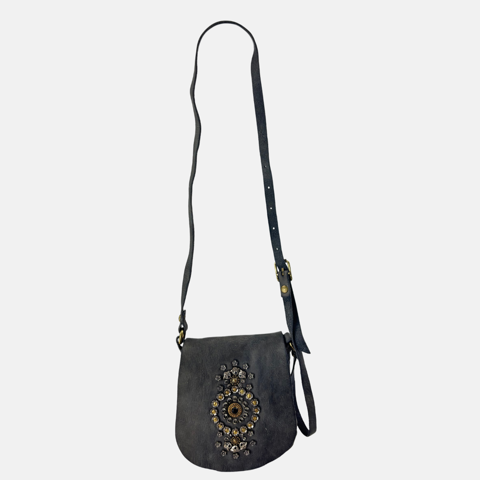 Campomaggi Giada Small Studded Flap Crossbody in Cement - Big Bag NY