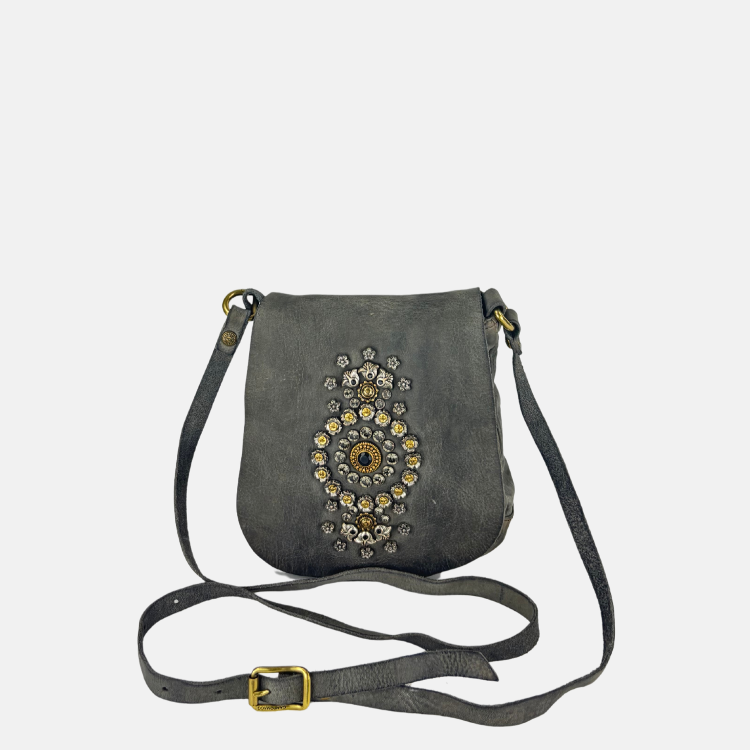 Campomaggi Giada Small Studded Flap Crossbody in Cement - Big Bag NY