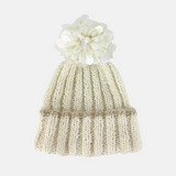 Sequin Pom Pom Ribbed Knit Beanie