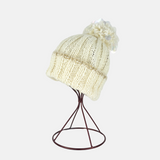 Sequin Pom Pom Ribbed Knit Beanie