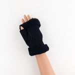 Black Santacana Shearling Fingerless Gloves - Big Bag NY