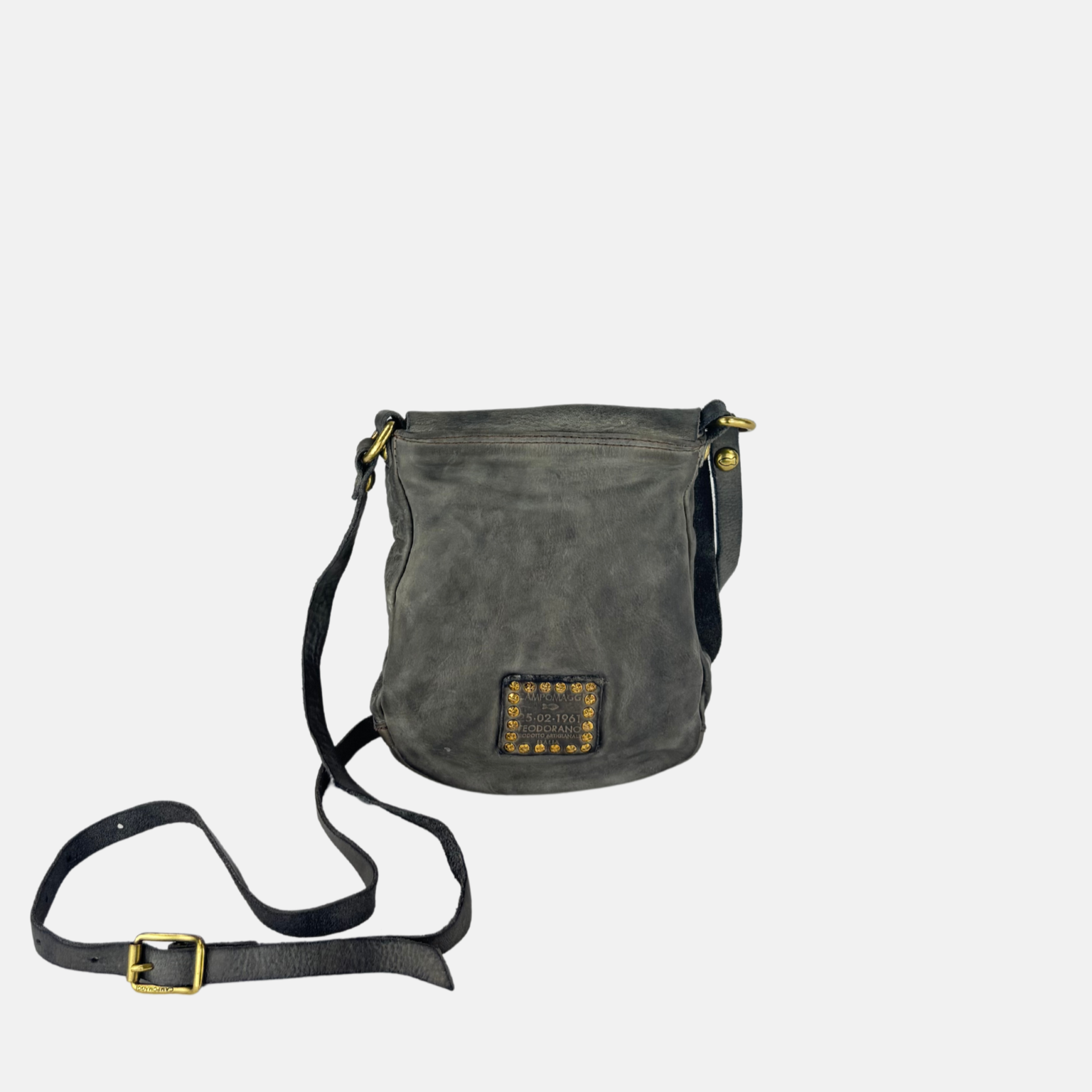 Campomaggi Giada Small Studded Flap Crossbody in Cement - Big Bag NY