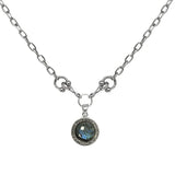 Silver Labradorite Crystal Bezel Horsebit Necklace small