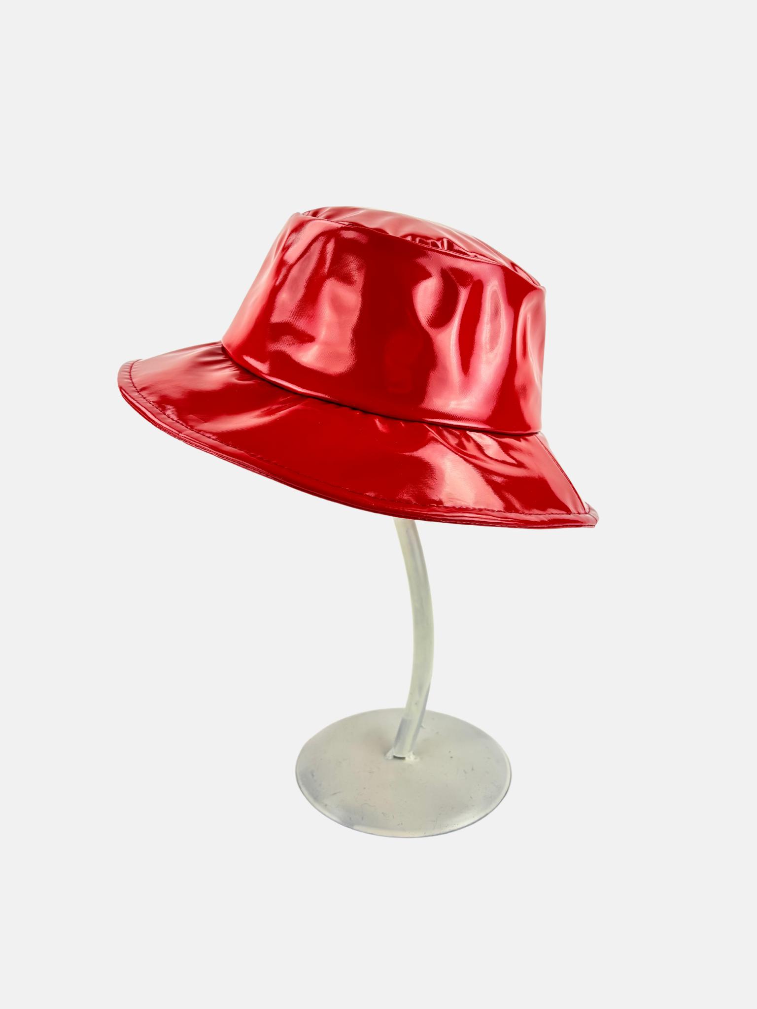 Glossy Bucket Rain Hat in Red - Big Bag NY