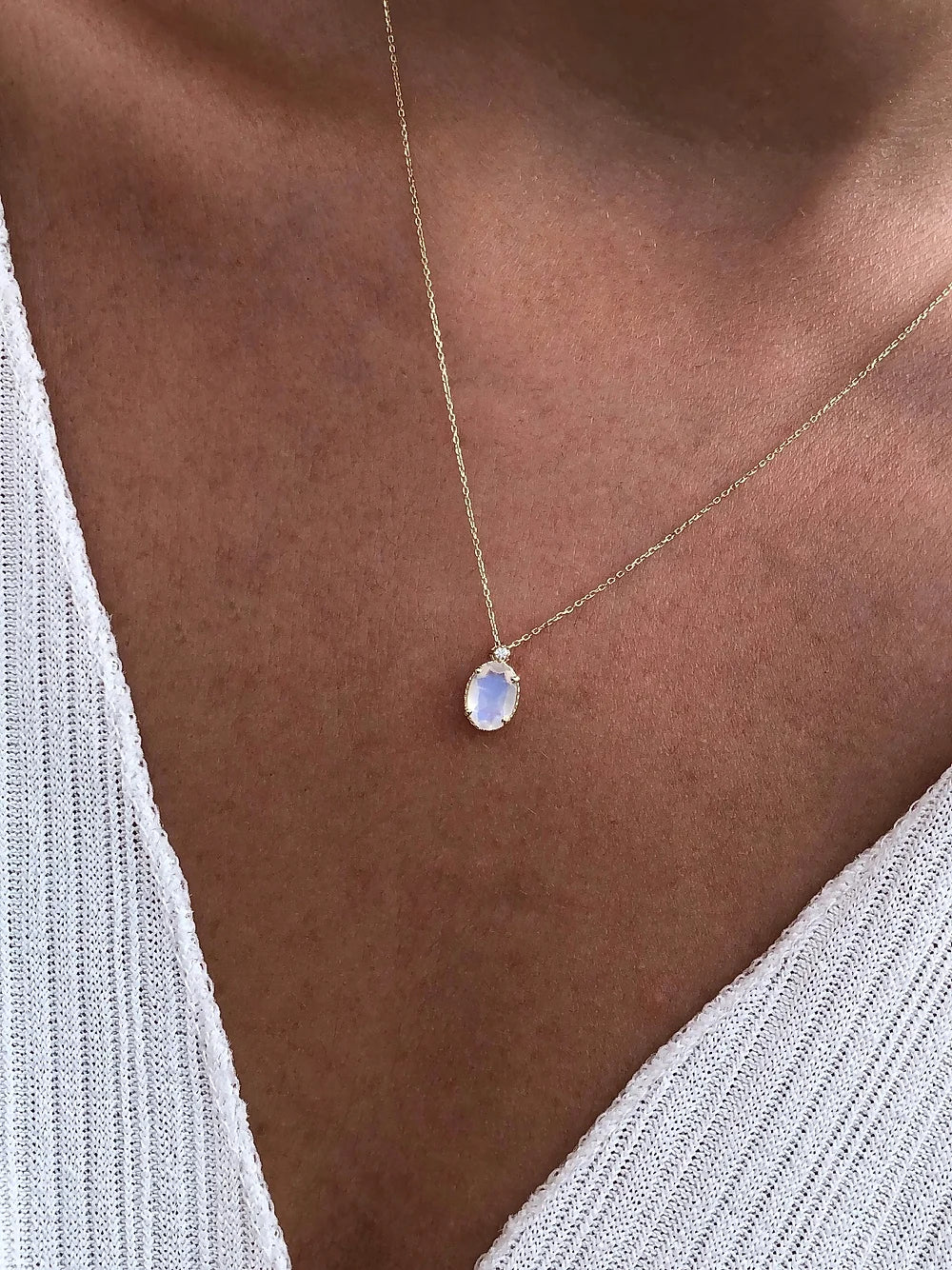 Ginza Biggee Necklace in Moonstone - Big Bag NY