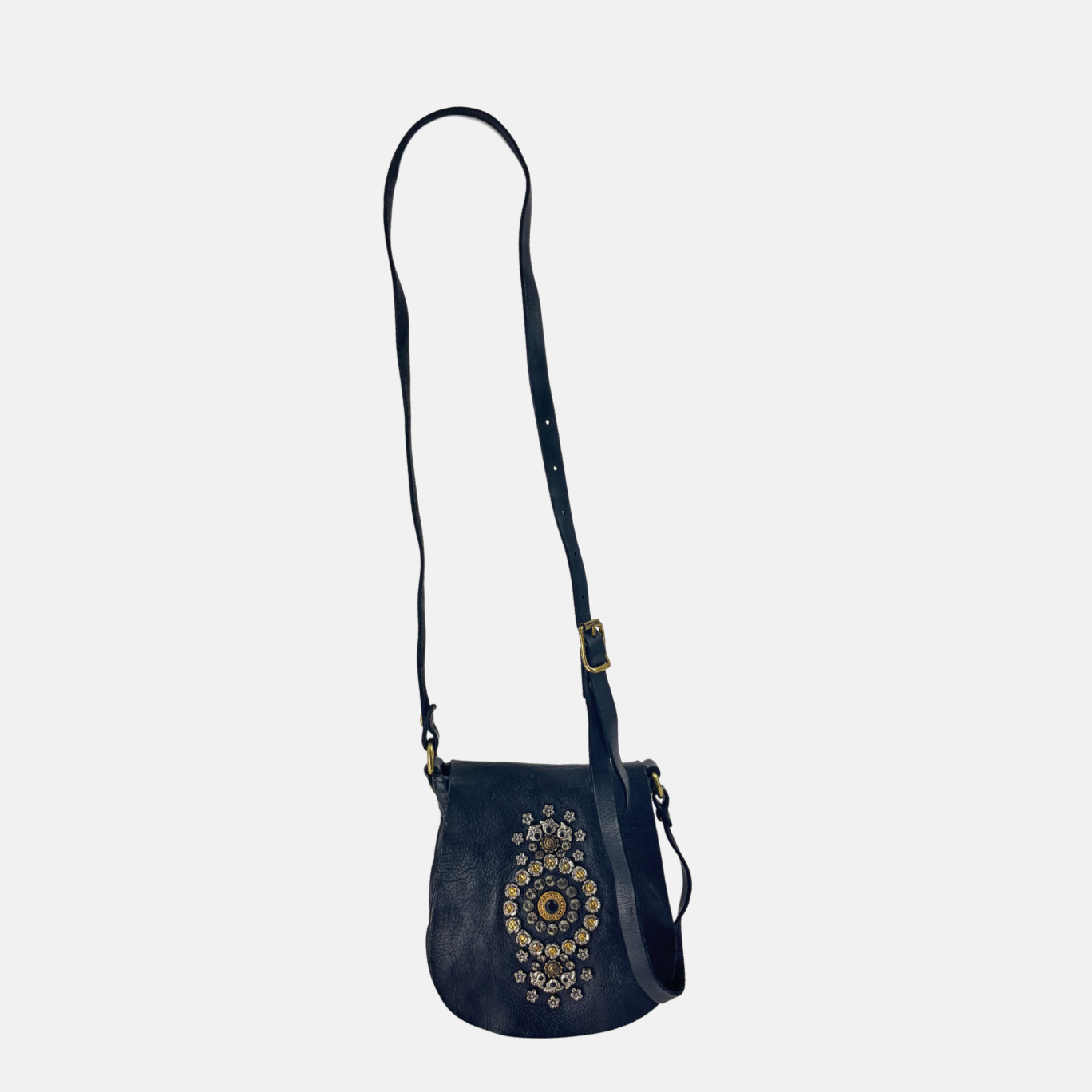 Campomaggi GIADA Small Studded Flap Crossbody in Black - Big Bag NY