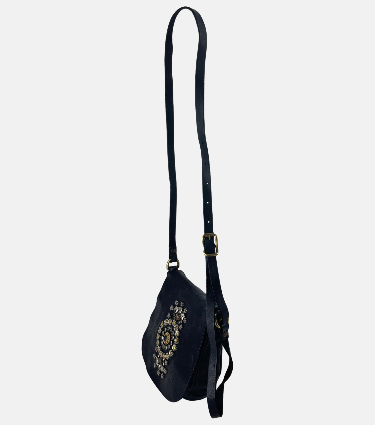 Campomaggi GIADA Small Studded Flap Crossbody in Black - Big Bag NY