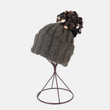 Sequin Pom Pom Ribbed Knit Beanie