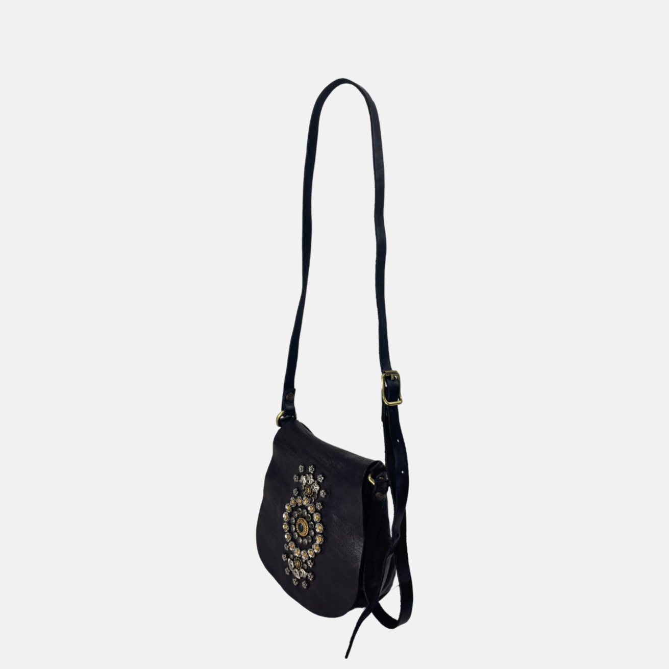 Campomaggi GIADA Small Studded Flap Crossbody in Brown - Big Bag NY