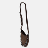Rehard Small Moon Crossbody Bag with Gunmetal Chain Strap in Caramel