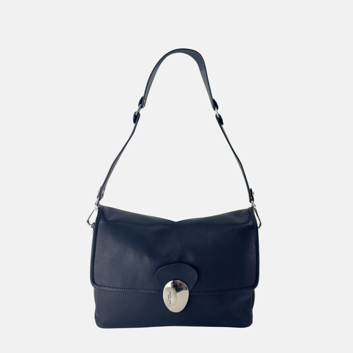 Angi Venezia Large Flap Shoulder Bag with Silver Ornament - Big Bag NY
