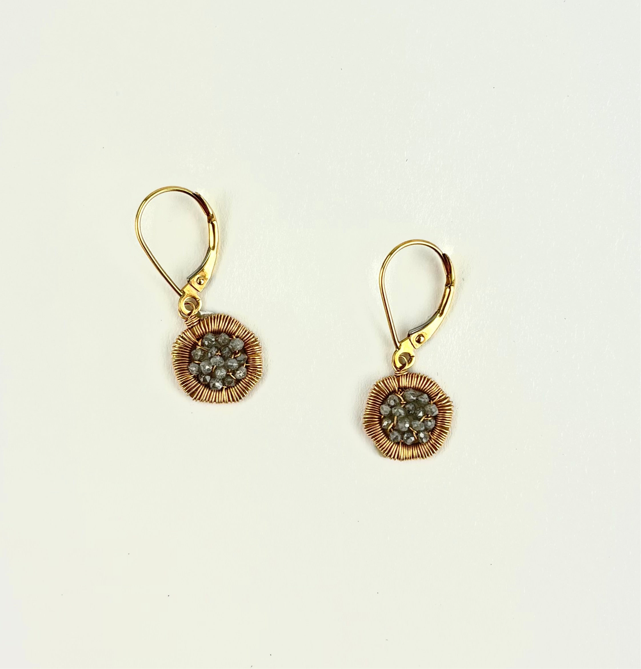Grey Diamond Cluster Drop Earrings - Big Bag NY