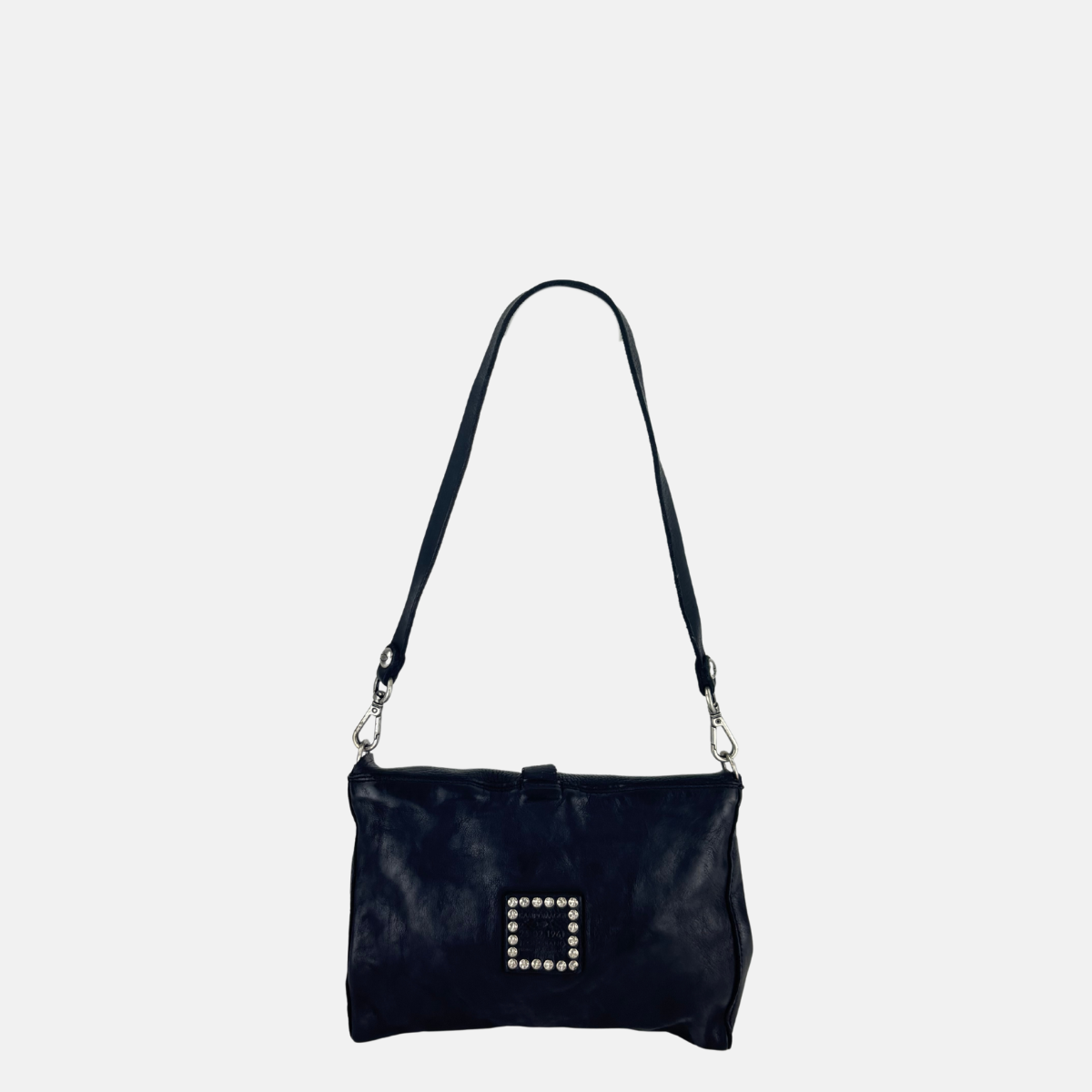 Campomaggi ELGA Studded Medium Flap Shoulder Bag in Black - Big Bag NY
