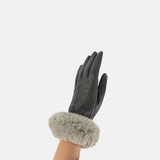 Gala Turned Fur Cuff Leather Gloves w/ Touchscreen Tech - Fango - Big Bag NY