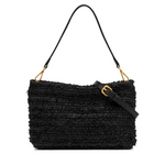 Gianni Chiarini Brenda Tweed Shoulder Bag with Detachable Crossbody Strap Black - Big Bag NY