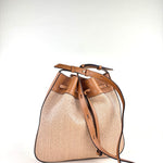 LORISTELLA Zoe Raffia and Leather Draw-String Tote Cuoio - Big Bag NY