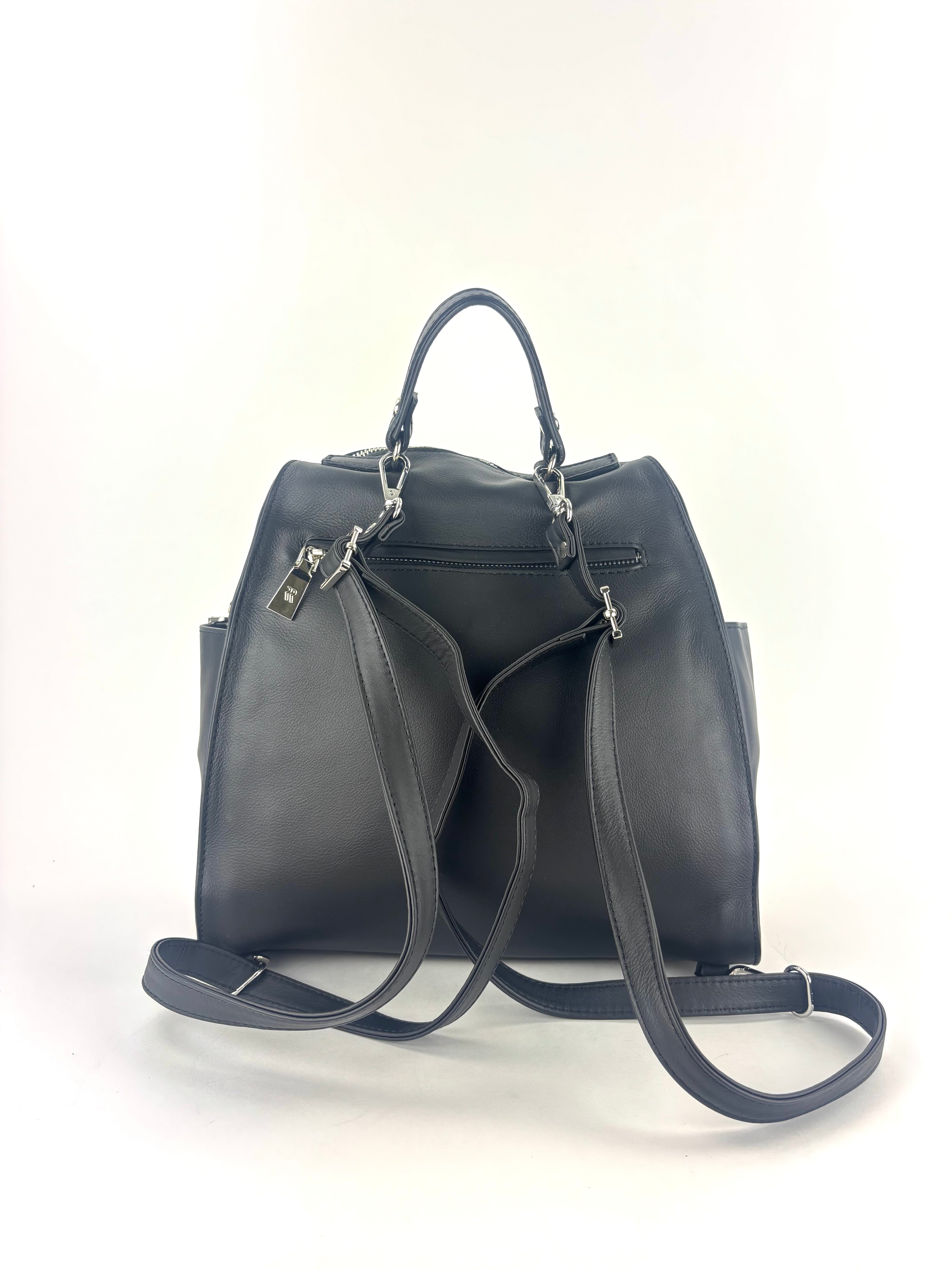Ultrasmooth Calf Leather Box Backpack Black - Big Bag NY