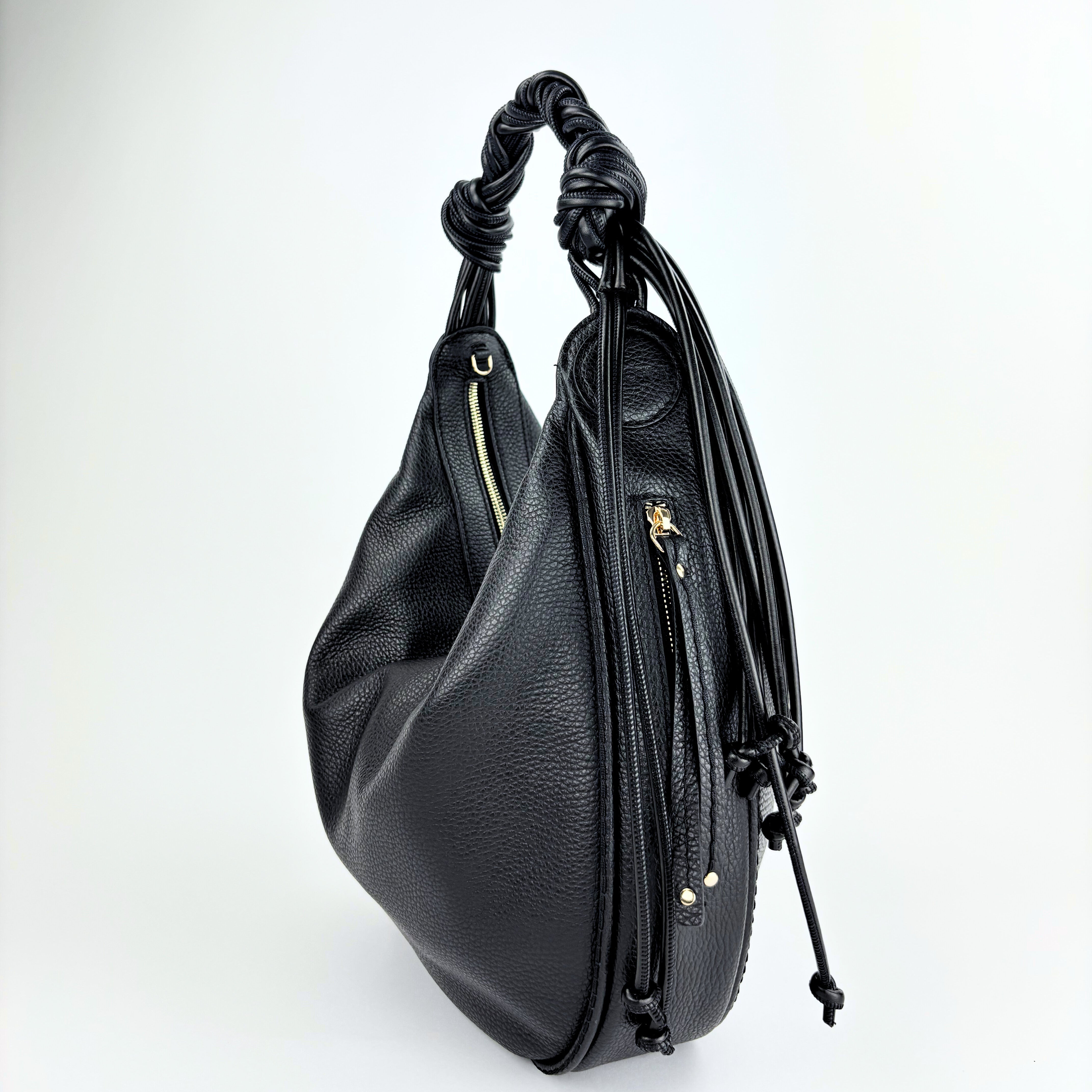 Plinio Visona Braided Strap Hobo Tassel Medium Round Bag - Big Bag NY