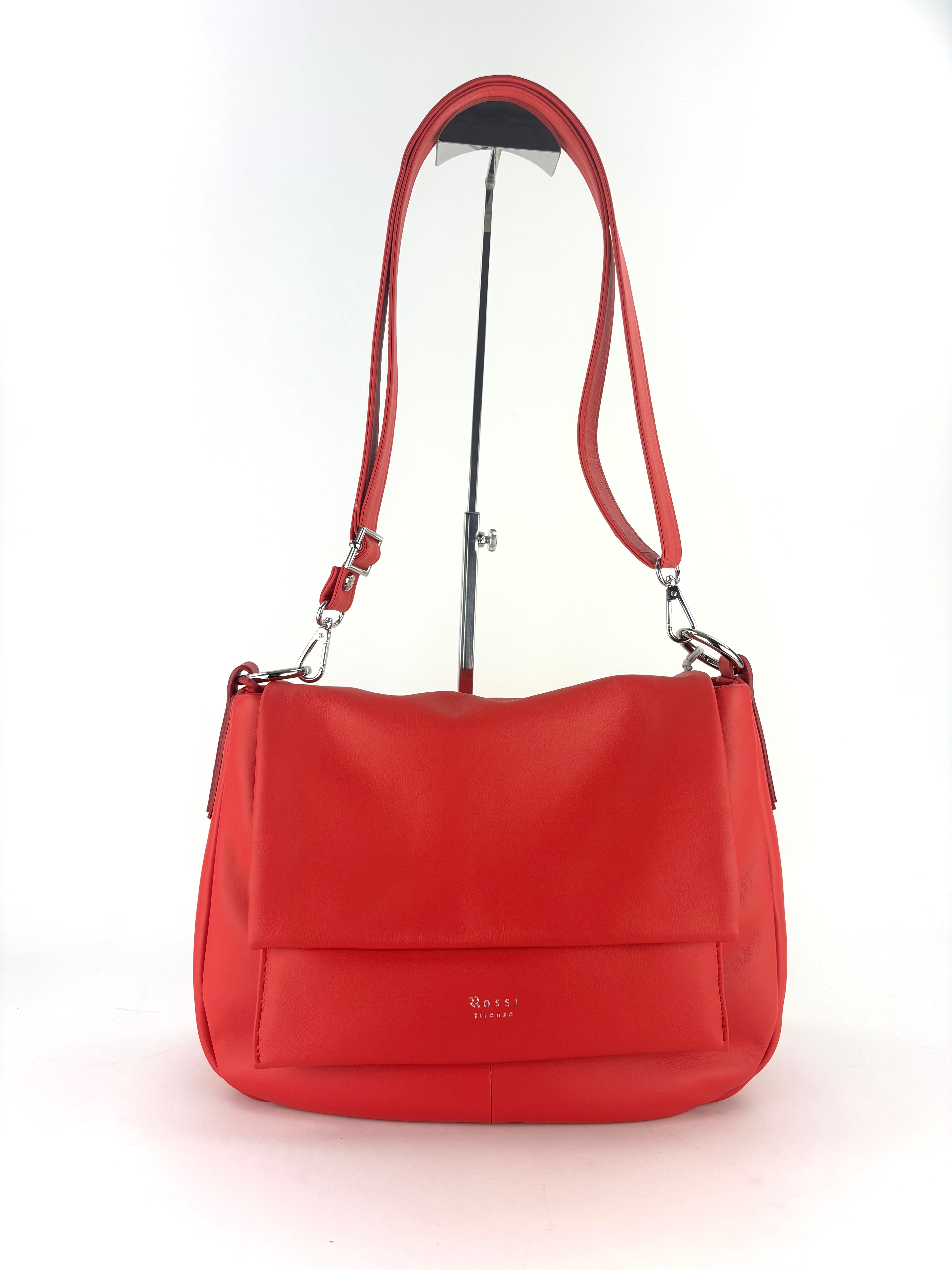 Ultrasmooth Calfskin Multi Compartment Shoulder Bag Red - Big Bag NY
