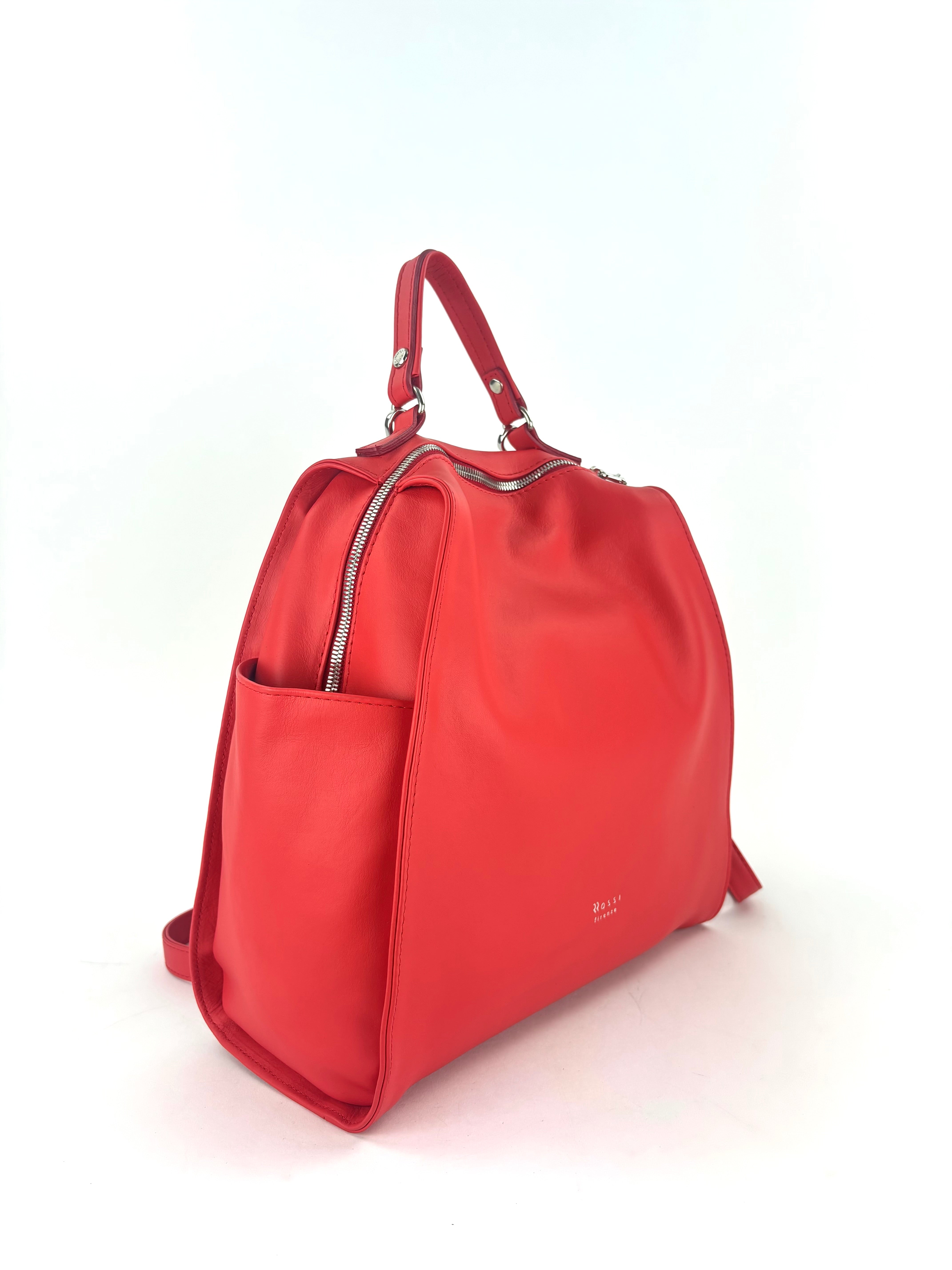 Ultrasmooth Calf Leather Box Backpack Red - Big Bag NY