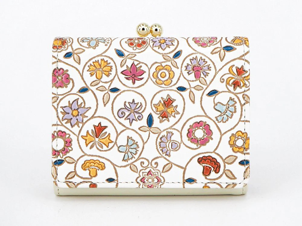 Small Golden Flowers Small Gamaguchi Trifold Wallet - Big Bag NY
