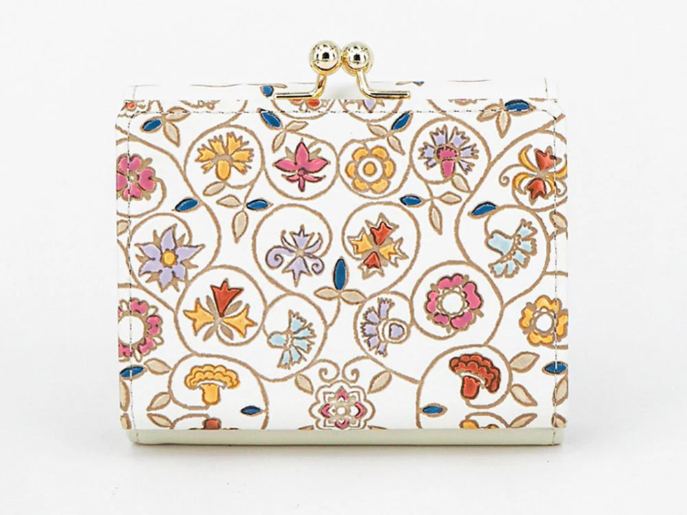 Small Golden Flowers Small Gamaguchi Trifold Wallet - Big Bag NY