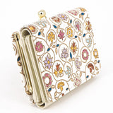 Small Golden Flowers Small Gamaguchi Trifold Wallet - Big Bag NY