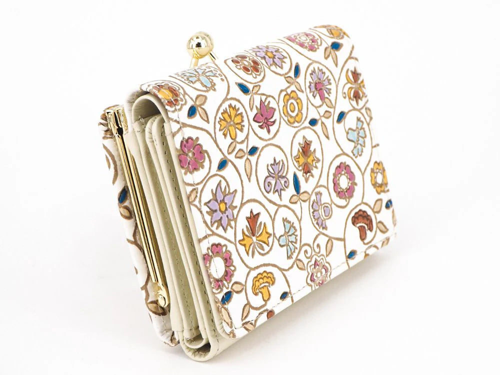 Small Golden Flowers Small Gamaguchi Trifold Wallet - Big Bag NY