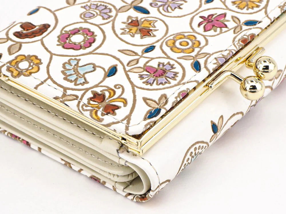 Small Golden Flowers Small Gamaguchi Trifold Wallet - Big Bag NY
