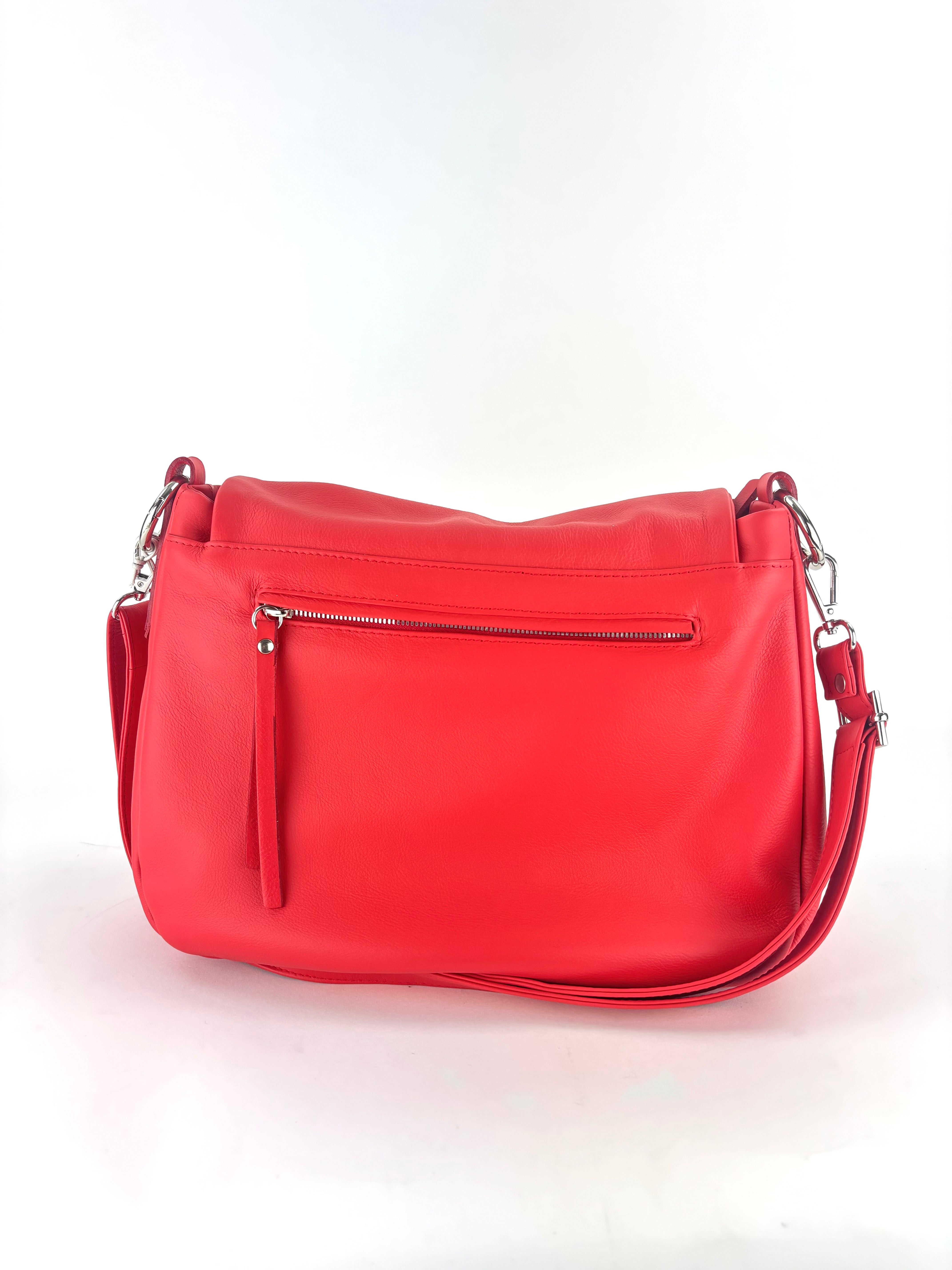 Ultrasmooth Calfskin Multi Compartment Shoulder Bag Red - Big Bag NY