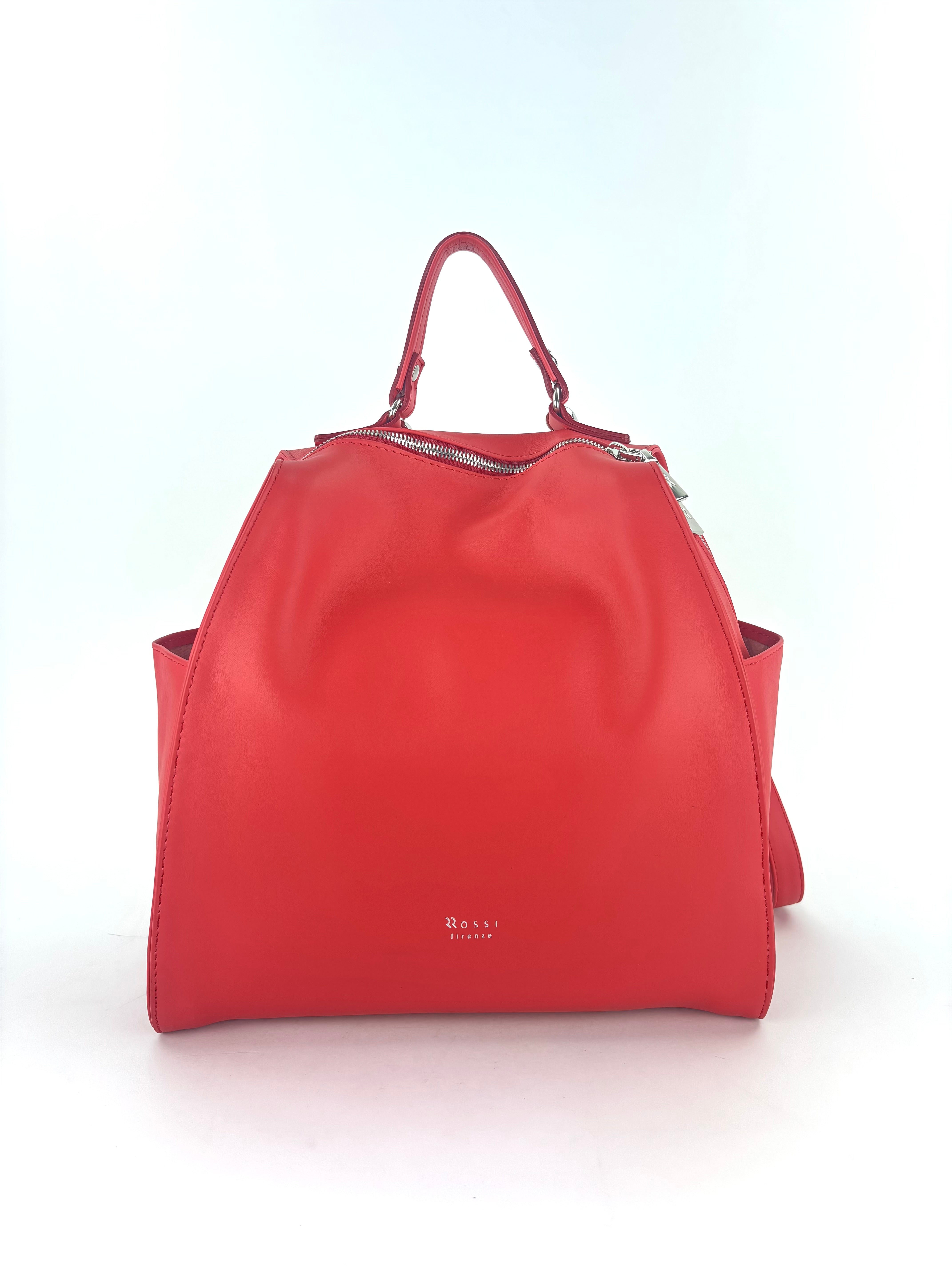 Ultrasmooth Calf Leather Box Backpack Red - Big Bag NY
