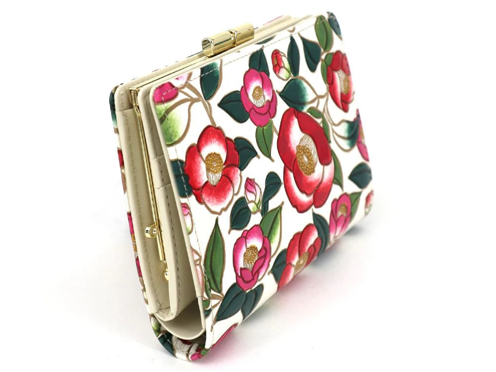 Camellia Gamasatsu Square Billfold with Clasp - Big Bag NY
