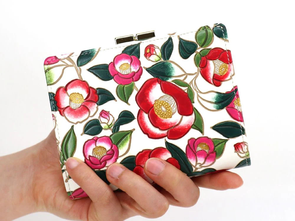 Camellia Gamasatsu Square Billfold with Clasp - Big Bag NY